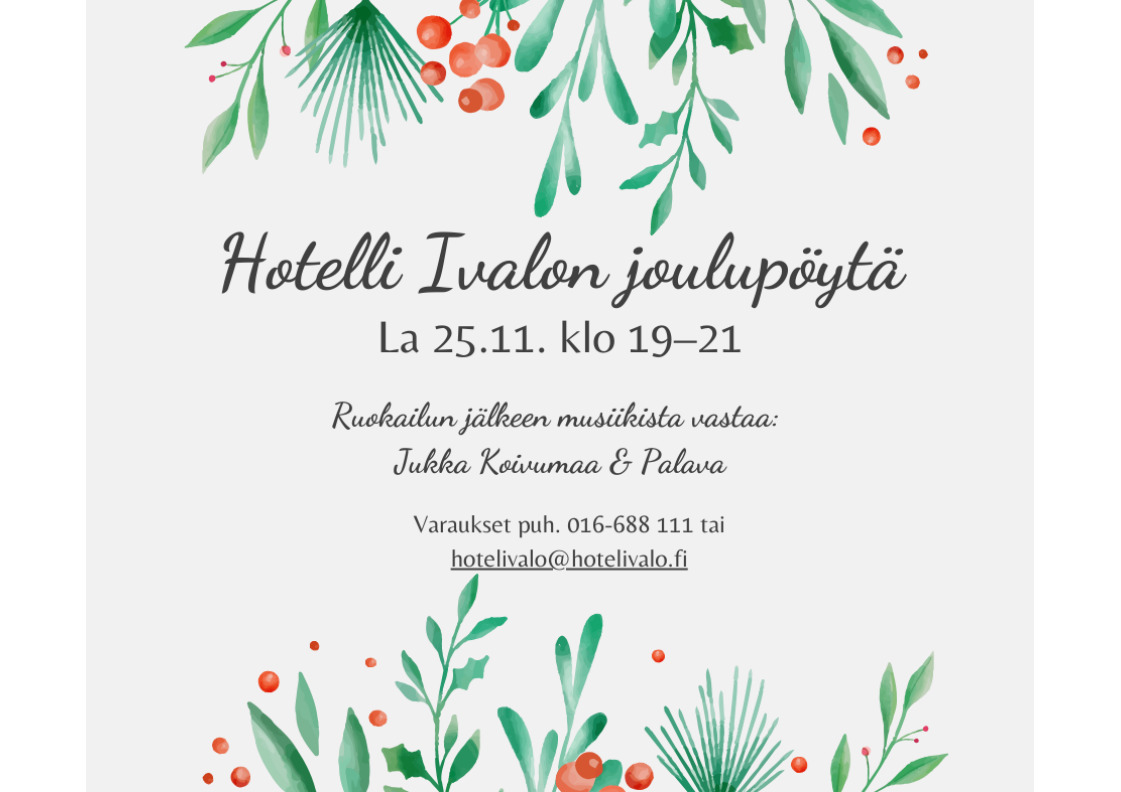 Information of a hotel Christmas menu