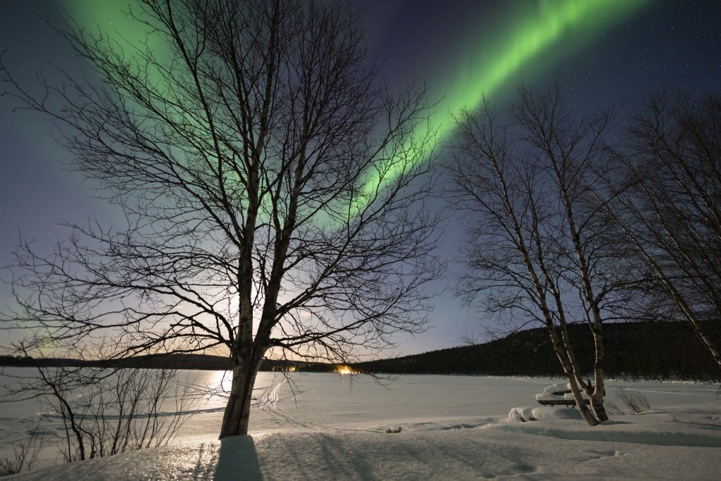 Sky painted by the Northern Lights.